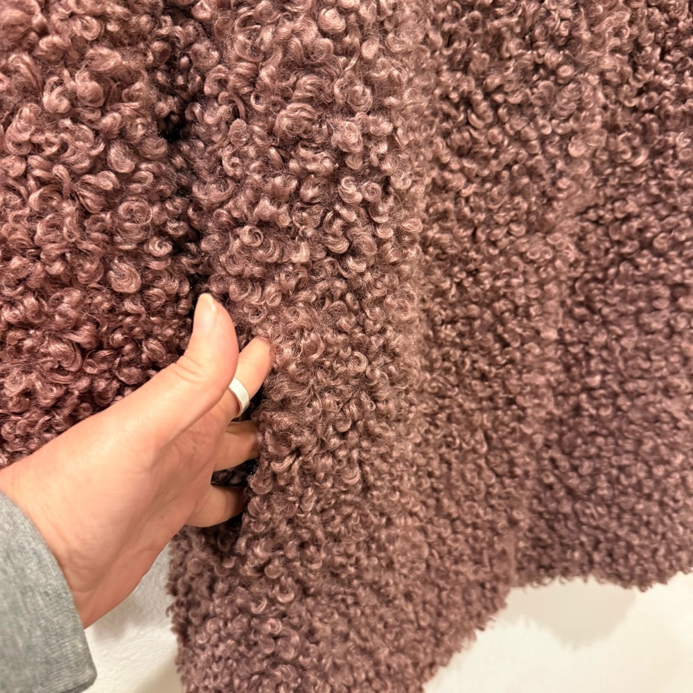 Sundance Catalog Unbound Boucle Beauty Coat Mauve Teddy Cozy Warm Faux Fur XL - Picture 7 of 13